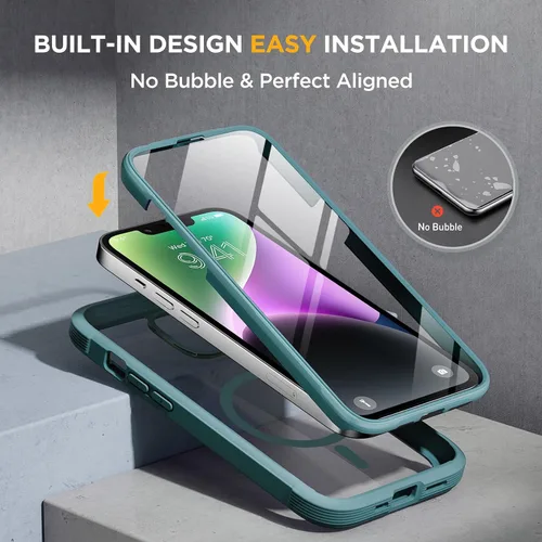 Vista 55 de Miracase - Funda para iPhone SE de 3ª/2ª generación 2022 2020 de cuerpo completo con protector de pantalla de vidrio integrado, resistente Negro