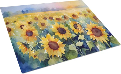 Vista 14 de Caroline's Treasures DAC1545LCB Anémonas en acuarela Tabla de cortar de vidrio grande decorativa de vidrio templado tabla de cortar y servir tabla