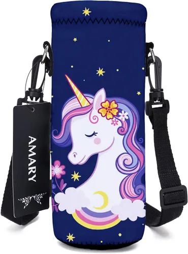 Vista 32 de AMARY Bolsa de neopreno para botella de agua de 33.8 fl oz con correa ajustable para el hombro, cubierta aislada para botellas de acero Aves