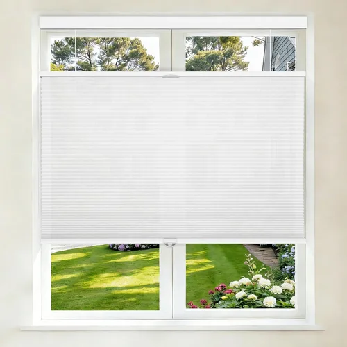 Vista 10 de Grandekor Persianas celulares inalámbricas de arriba hacia abajo, persianas opacas personalizadas de panal para ventanas, persianas