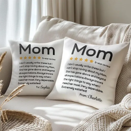Custom Five-Star Throw Pillow Cover for Mom, Personalized Name Mother's Day Home Decor Gift for Mother Mom Mama