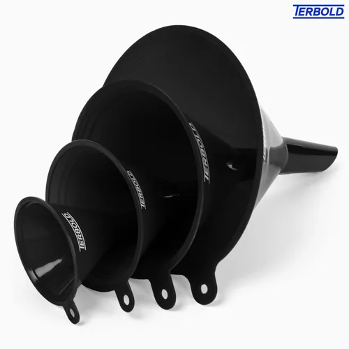 Vista 2 de Juego de 4 embudos de plástico sin BPA para cocinar en cocina, aceite de automóvil, hogar o uso en laboratorio (negro)