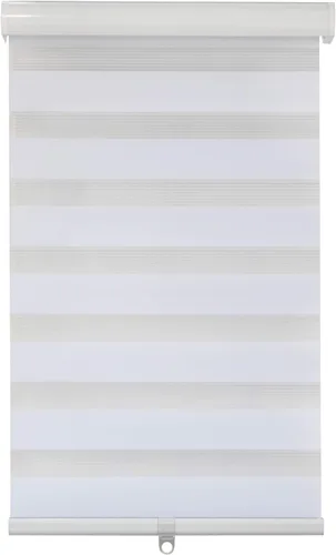 SMT - [(W) 44" x (H) 72"] Persianas enrollables de cebra blanca, de doble capa, inalámbricas, control de luz transparente o de privacidad, cortinas