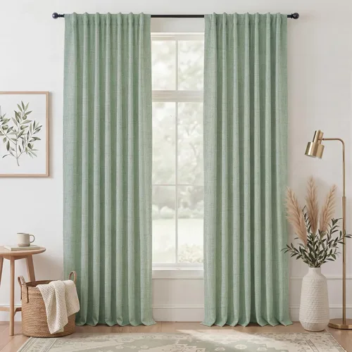 Vista 20 de RYB HOME Cortinas cortas 100% opacas de arpillera, 52 pulgadas de ancho, 45 pulgadas de largo, bloqueo de luz y aislamiento térmico para cocina