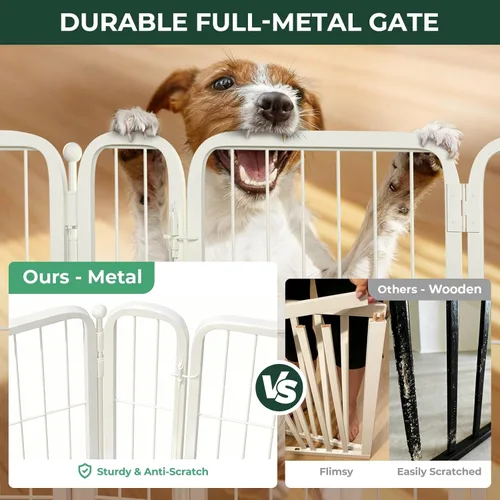 Vista 2 de FXW Puerta para perros extra ancha diseñada para uso en interiores, ancho ajustable de hasta 137 pulgadas de ancho
