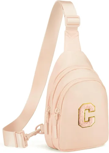 Vista 122 de Viverte Pequeña bolsa con inicial para niñas y mujeres, bonita cangurera cruzada de regalo