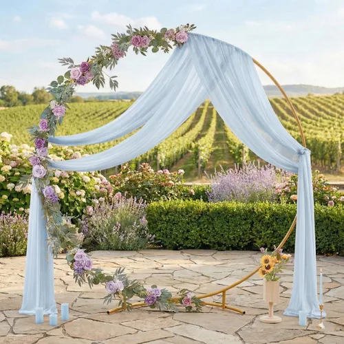 Vista 3 de MDS Paquete de 1 panel de cortina de arco de boda (30 pulgadas de ancho x 20 pies de largo) tela de gasa transparente para boda, ceremonia