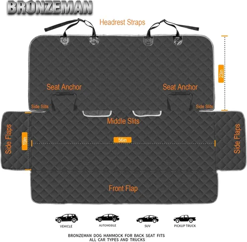 Vista 5 de BRONZEMAN Funda Protectora de Asiento de Banco de Coche 100% Impermeable - Fuerte y Duradera, Resistente y Antideslizante Funda para Asiento Trasero