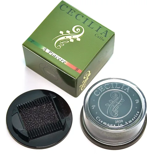 Resina CECILIA ‘A Piacere’ para violonchelo, resina especialmente formulada para arcos de violonchelo con esparcidora de resina incluida (pastel