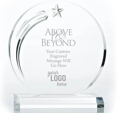 Baudville Trofeo grabado personalizado - Acrílico - Estrella fugaz - Premio para empleados - Añadir su logotipo