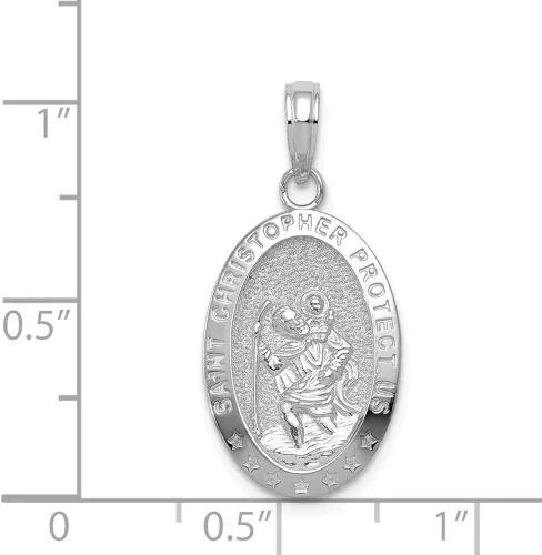 Vista 4 de Colgante con medalla de San Cristóbal de oro blanco macizo de 14 k, 0.984 in, Metal