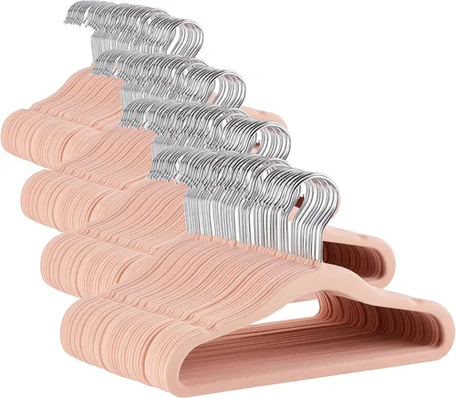 Vista 19 de Yaxa Basics Perchas antideslizantes de terciopelo para niños, 11.6 pulgadas (para ropa de bebé), paquete de 30 unidades, color beige