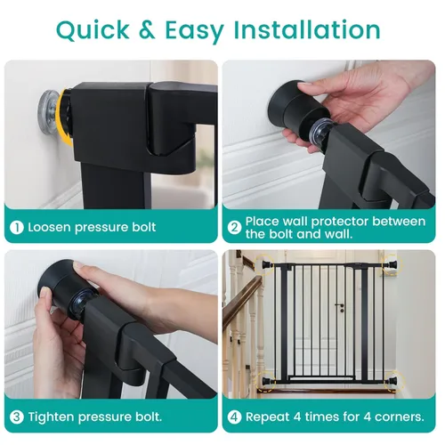 Vista 8 de Mumeasy Paquete de 4 extensores protectores de pared para puerta de bebé, kit de extensión de puerta de seguridad infantil montado a presión que se