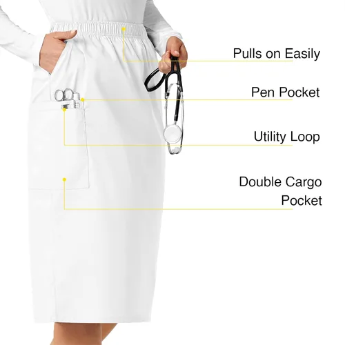 Vista 3 de WonderWink Women's Wonderwork Pull-on Cargo Scrub Skirt