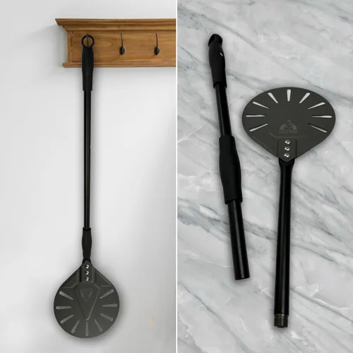 Vista 7 de Chicago Brick Oven Turning Pala Perforada para Pizza - 7" de Diámetro - 35" de Longitud Total - Pala para Pizza Premium, Acero para Pizza, 12