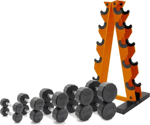 Vista 29 de CAP Barbell Juego de mancuernas hexagonales recubiertas de 150 libras con estante vertical Múltiples opciones