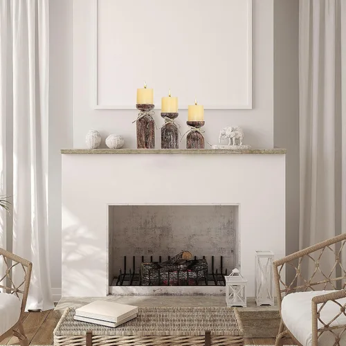 Vista 7 de Portavelas de madera de granja para velas de pilar, juego de 3 portavelas de madera rústica con cuerda de cáñamo, decoración de mesa de mesa