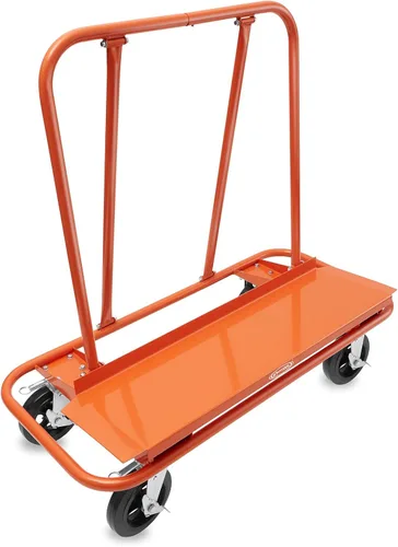 Vista 4 de GypTool Carretilla resistente para láminas de yeso y carrito de panel con 4 ruedas giratorias - Naranja