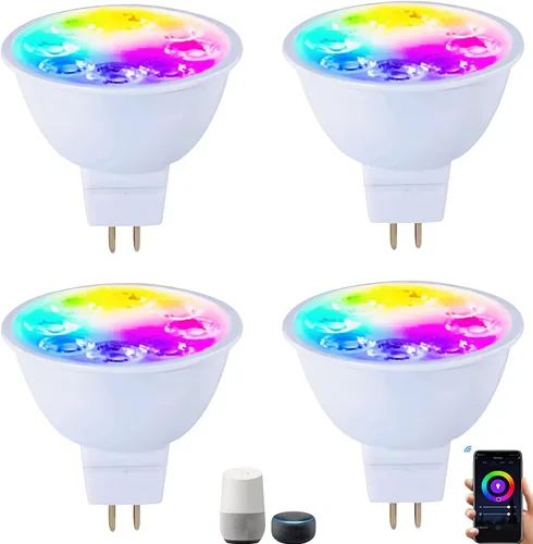 Vista 14 de Bombillas LED inteligentes GU10 regulables con cambio de color, foco GU10 RGB, foco LED WiFi y Bluetooth compatible con Alexa Google, 16 millones
