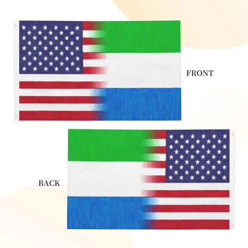 Vista 5 de Sierra Leone America Flag Oil Painted 3X5 Ft Flag Double Sided Decor Banner Garden Flag for Outside Room Indoor
