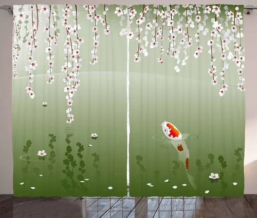 Vista 10 de Lunarable Cortinas de bosque, vigas de sol matutinas en bosque natural de primavera desde el cielo en un día soleado, juego de 2 paneles de cortinas