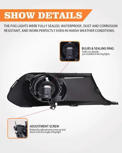 Vista 4 de AUTOWIKI Faros antiniebla para Volkswagen Jetta 2011-2014 (no compatible con Wagon, modelos GLI) 2 piezas OEM faros antiniebla de repuesto