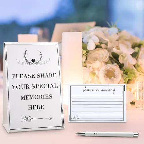 Vista 6 de Outus 52 tarjetas de memoria para decoración de celebración de la vida, tarjetas de memoria para funeral, boda, despedida de soltera, cumpleaños