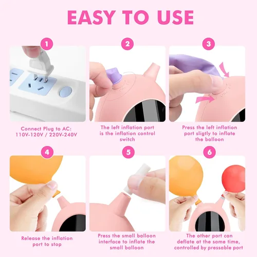 Vista 33 de Balloon Pump Electric, SPLAKS Balloons Inflator Air Pump Portable Balloon Blower for Garland Arch, Party Decoration