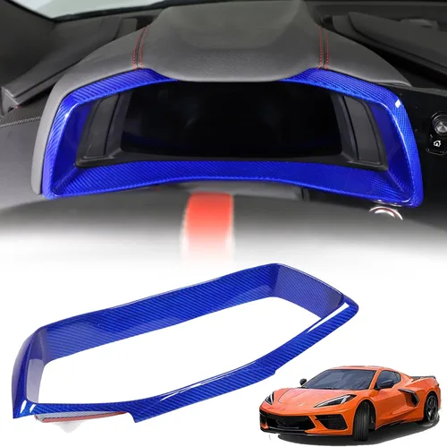 Vista 10 de Marco para panel de salpicadero de automóvil compatible con Chevrolet Corvette C8 Stingray 2020-2025 100% fibra de carbono real, 1 pieza