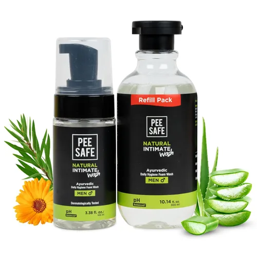 Pee Safe Jabón íntimo para hombre con recarga, aceite de árbol de té, pH equilibrado, limpiador de higiene diaria para hombres, lavado suave de