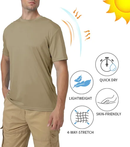Vista 4 de BIYLACLESEN Camiseta de manga corta con protección solar UPF 50+ transpirable de secado rápido, para correr, para hombre