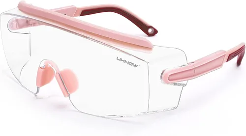 Vista 8 de UKNOW Gafas de Seguridad Sobre Lentes, Gafas de Seguridad Antiempañamiento con Lente Envolvente Transparente, Gafas Protectoras ANSI Z87.1