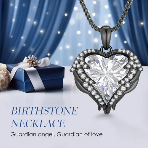 Vista 5 de CDE - Collar con dije de corazón de ala de ángel para mujer, dije de tono plateadodorado, regalo de Navidad, San ValentínDía de la Madre