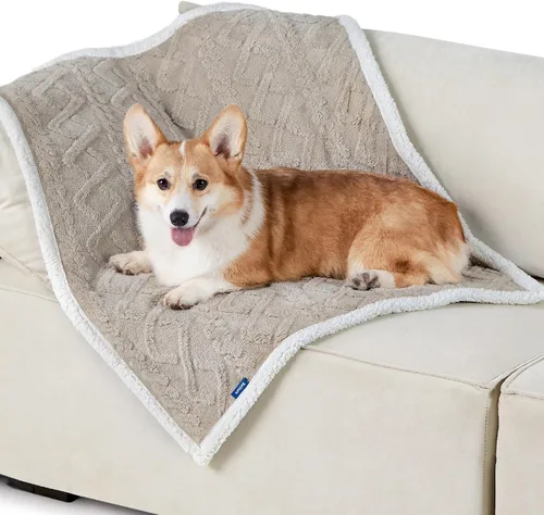 Vista 24 de Bedsure - Mantas impermeables para perros medianos - Manta para mascotas para protector de sofá lavable, manta de felpa jacquard coral premium