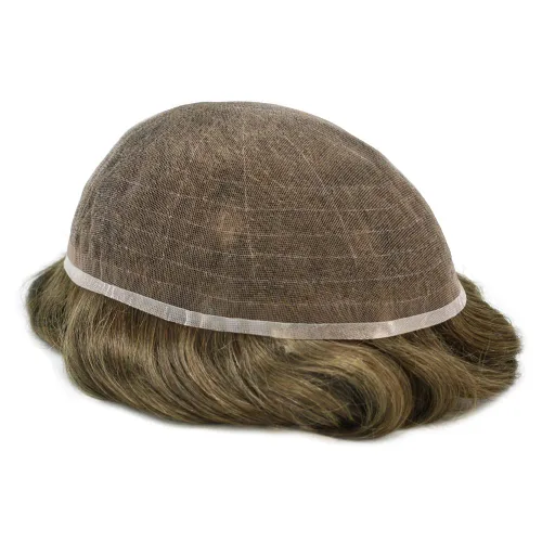 Vista 4 de Toupee - Sistemas de reemplazo de cabello para hombres, sistema completo de cabello de encaje francés para hombres, encaje para hombre, pieza