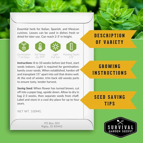 Vista 2 de Paquete variado de semillas de hierbas 10 hierbas culinarias para plantar – albahaca, cilantro, lavanda, eneldo, perejil, orégano, tomillo