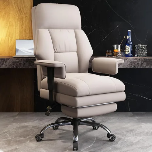 Vista 9 de Office Chair with Leg Rest, Leather High Back Executive Office Chair with Wheels, Ergonomic Desk Chairs with Lumbar Support for Home Office, Gray