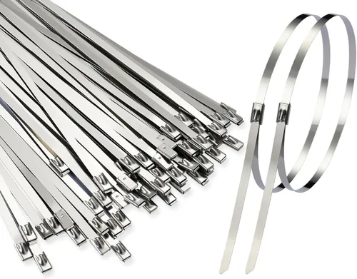 Bridas de metal de 15.8 pulgadas – 100 bridas de acero inoxidable 304 | Autobloqueo resistente para valla de eslabones de cadena y usos múltiples |