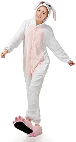 Vista 6 de UreeUine Disfraz de conejo de Pascua rosa de felpa ultra suave para cosplay, Rosado