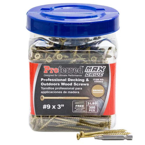 Vista 12 de Proferred Tornillos de madera profesionales para terrazas y exteriores, revestimiento SKT® de bronce - Spray de sal de 1500 horas, #8 X 2, 6 lóbulos