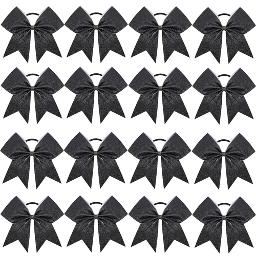 16 lazos grandes de 8 pulgadas con purpurina para animadoras, lazos brillantes para el cabello CN con lazos elásticos para el cabello, accesorios