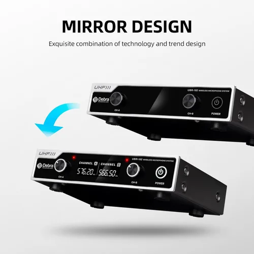 Vista 2 de D Debra Sistema de Micrófono Inalámbrico UHF UBR-102 con Micrófonos de Mano Inalámbricos, Lavalier y de Diadema, Alcance de 260 pies, Adecuado