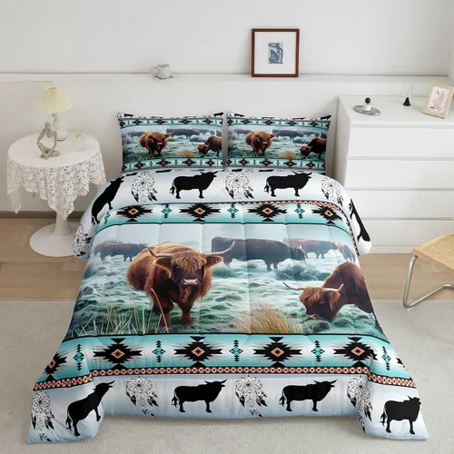Vista 28 de Juego de ropa de cama con relleno de edredón con diseño de caballo y atrapasueños para niños, adolescentes y hombres, juego de edredón con estampado