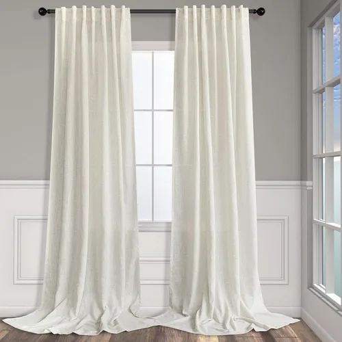 Vista 11 de Cortinas de lino natural semitraslúcidas Pitalk de 36 pulgadas de ancho para sala de estar, juego de 2 paneles con pestaña trasera, cortinas