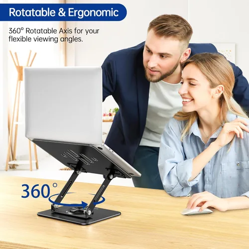 Vista 4 de BESIGN LS11 - Soporte de laptop con base giratoria de 360°, soporte ergonómico ajustable para portátil, elevador para computadora compatible