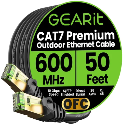 Vista 18 de GEARit Cable Ethernet Cat7 para exteriores (25 pies) SFTP Par trenzado de lámina blindada, cobre puro, LLDPE, impermeable, enterramiento directo