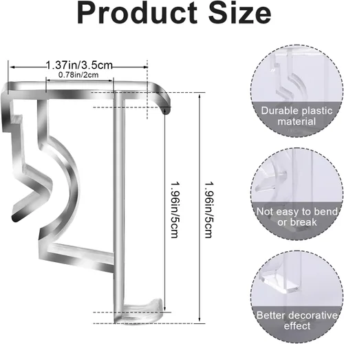 Vista 2 de 12 clips ocultos de plástico transparente de 2 pulgadas para persianas horizontales
