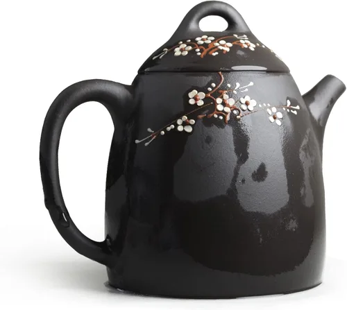Vista 2 de Tetera de 8.1 fl oz / 8 oz arcilla china genuina negro Qinquan Pot Infusers Loose Tea Blooming