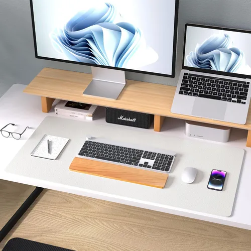 Vista 254 de Aothia Protector de escritorio de cuero, alfombrilla para mouse, alfombrilla de escritorio de oficina, 31.5 x 15.7 pulgadas, secante de escritorio