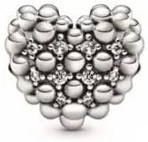 PANDORA Corazón brillante con cuentas circonita cúbica transparente Metal Circonita cúbica